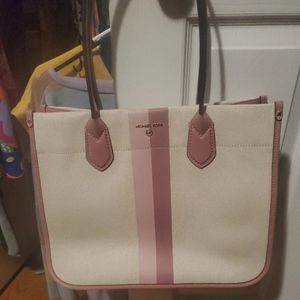 Michael Kors Heidi Large Tote Stripe Canvas Rose